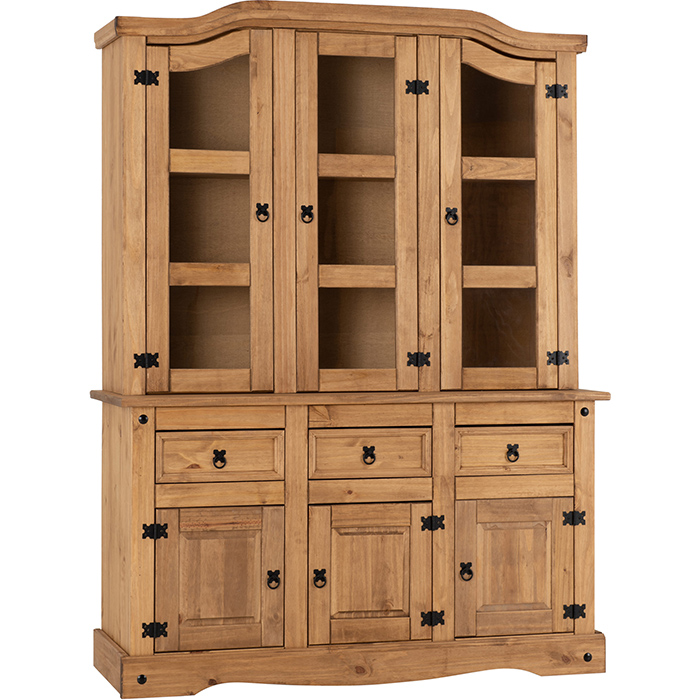 Corona 4'6" Buffet Hutch In Distressed Waxed Pine - Click Image to Close